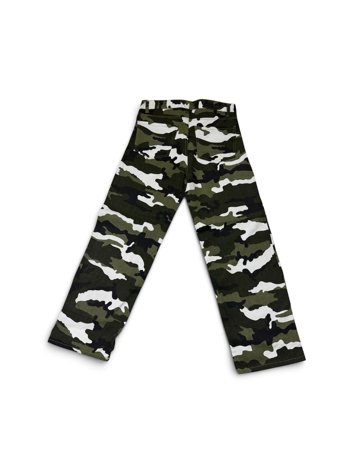 Denim pants rhinestone cross