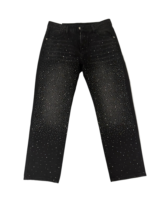 Denim pants rhineston rain